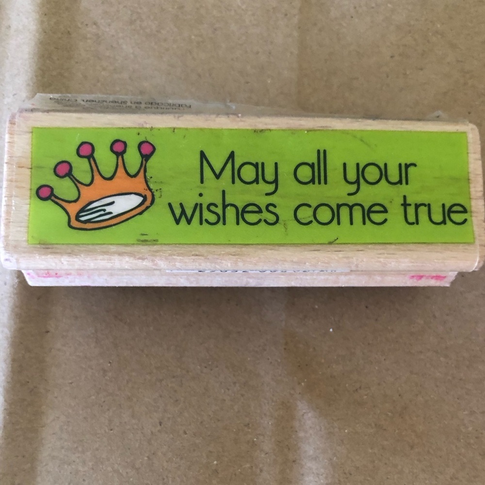 vtg May all your wishes come true Rubber Stamp